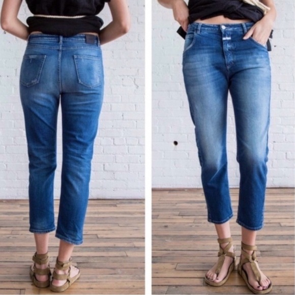 Closed Made In Italy Starlet Raw Released Hem Distressed Faded Crop Jeans - Picture 4 of 16